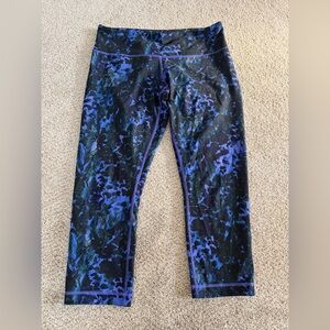 Lululemon Wunder Under Cropped Leggings Purple Iris Floral
